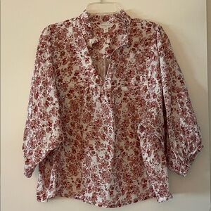 Garnet Hill Red Floral Blouse